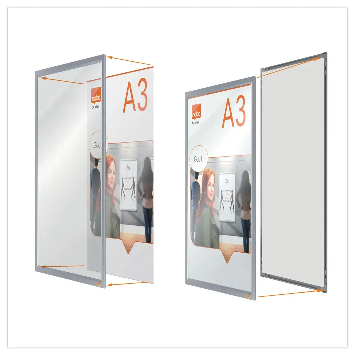 Porte-affiche clipsable A3 Nobo impression - argent