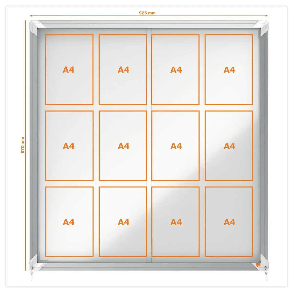 Vitrine d'intérieur Premium Plus - Magnétique - 12 x A4 - NOBO