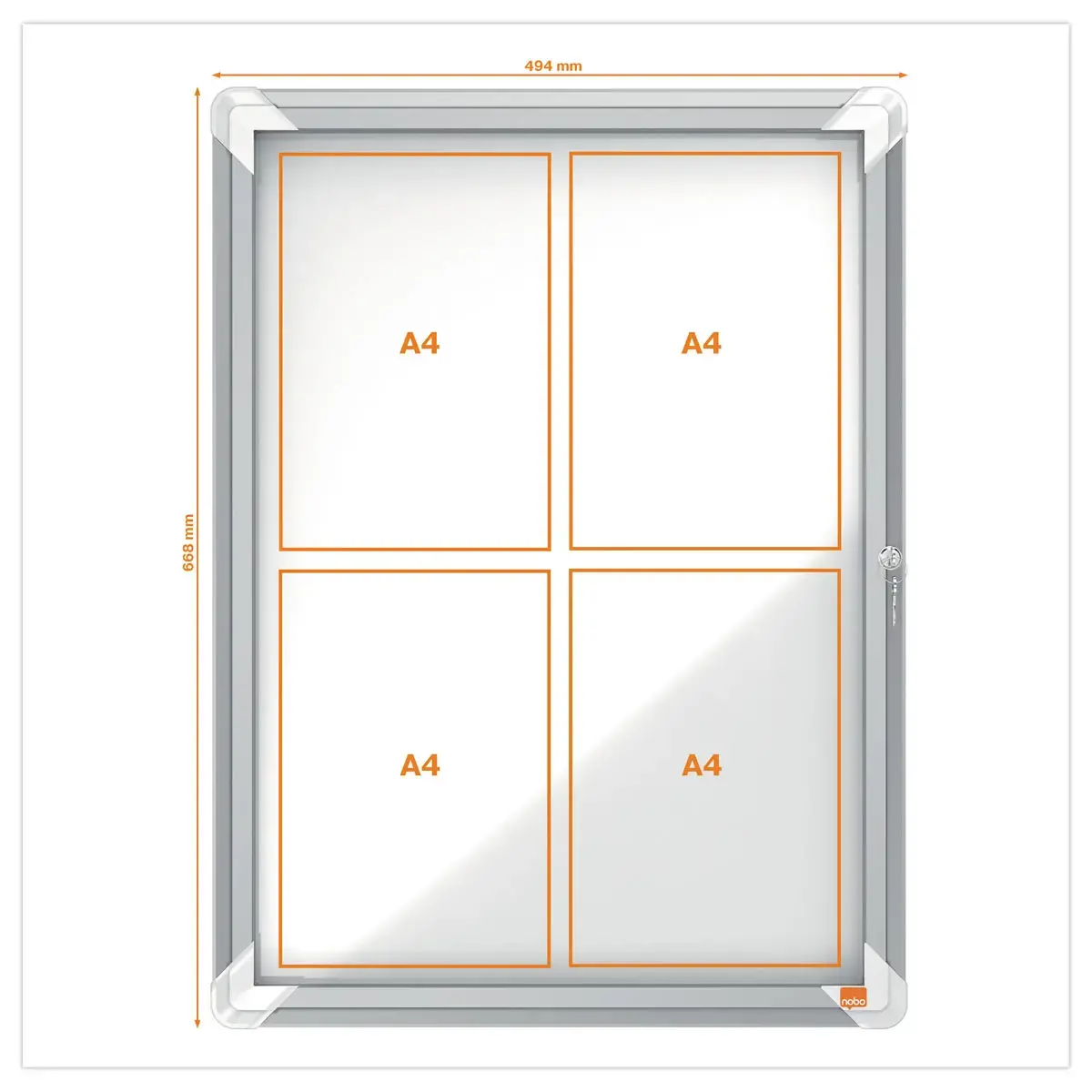 Vitrine d'intérieur magnétique - 4 x A4 - NOBO