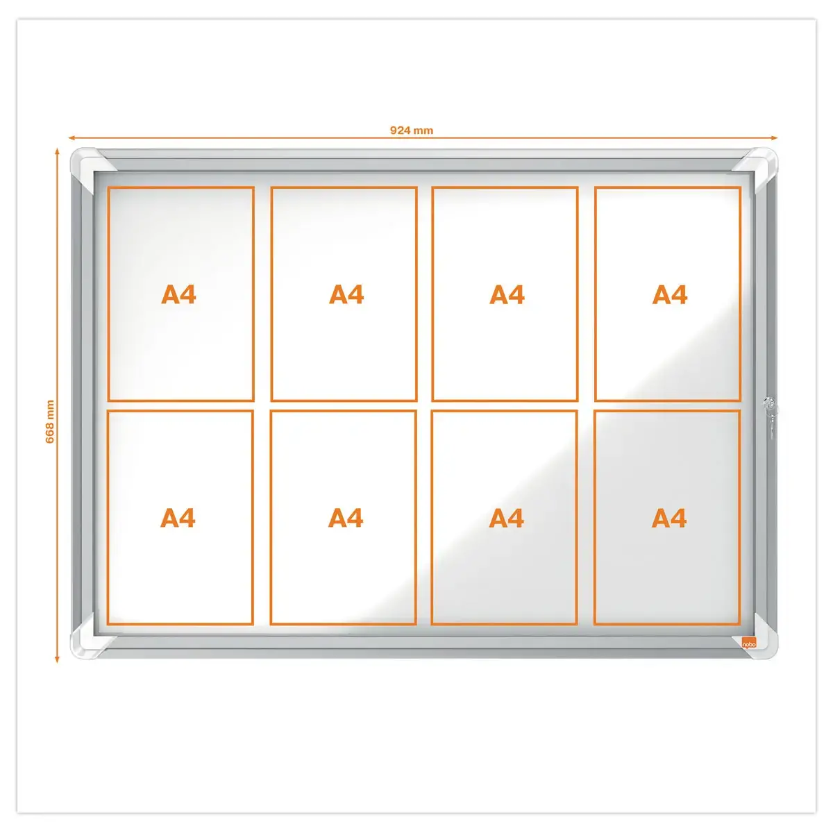 Vitrine d'intérieur magnétique - 8 x A4 - NOBO