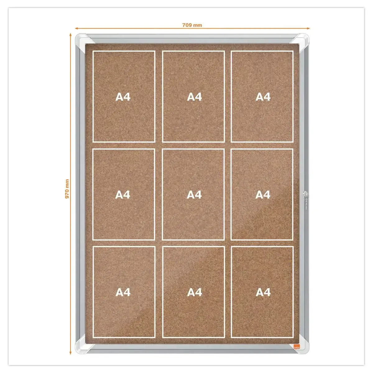 Vitrine d'int&eacute;rieur en li&egrave;ge Premium Plus - 9 x A4 - NOBO 