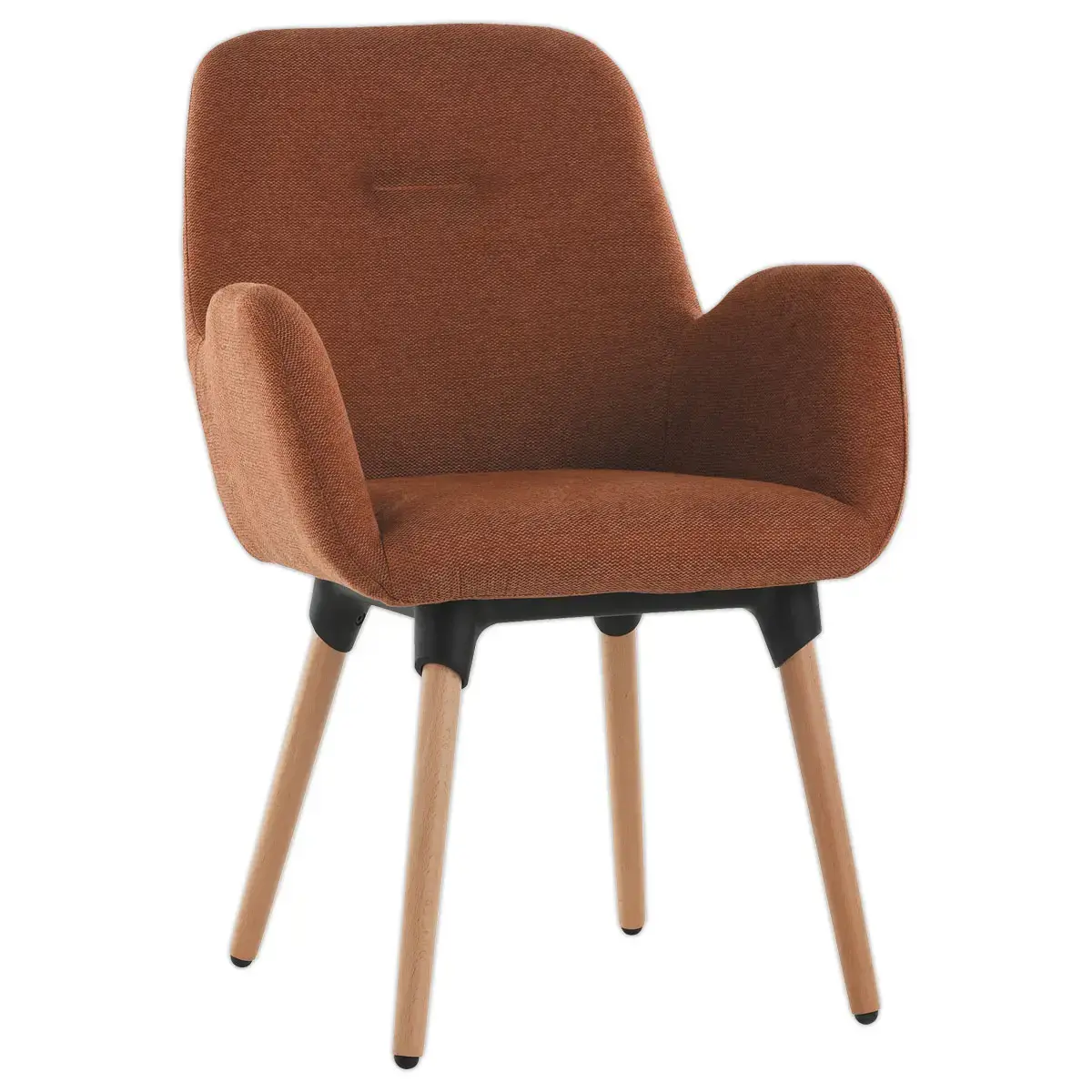 2 Fauteuils Tissu terracota 4 pieds boisvernis mont&eacute;s 
