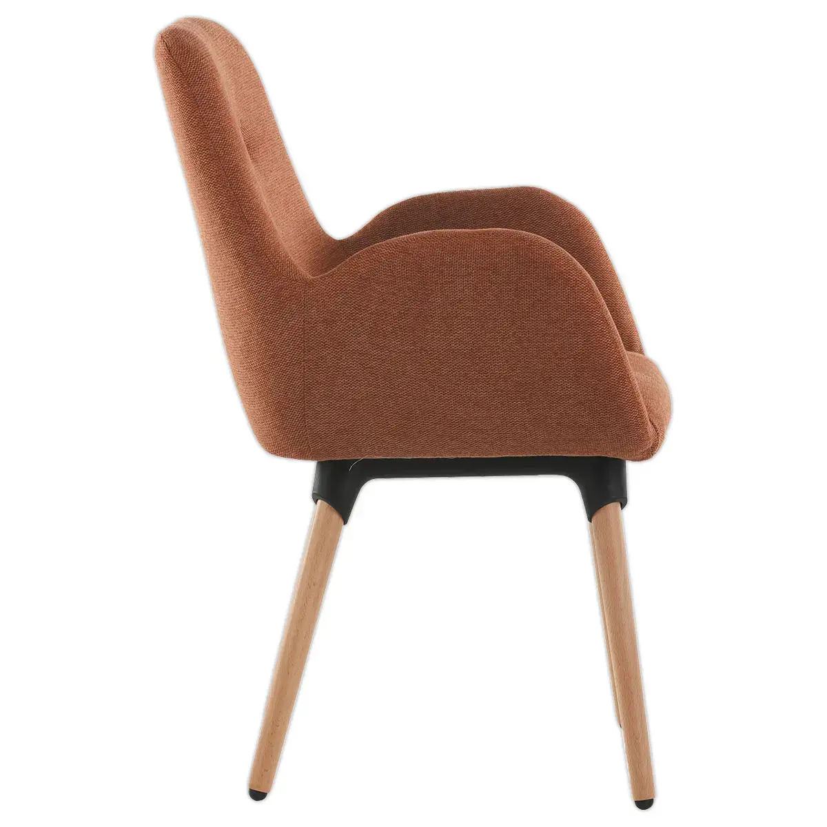 2 Fauteuils Tissu terracota 4 pieds boisvernis mont&eacute;s 