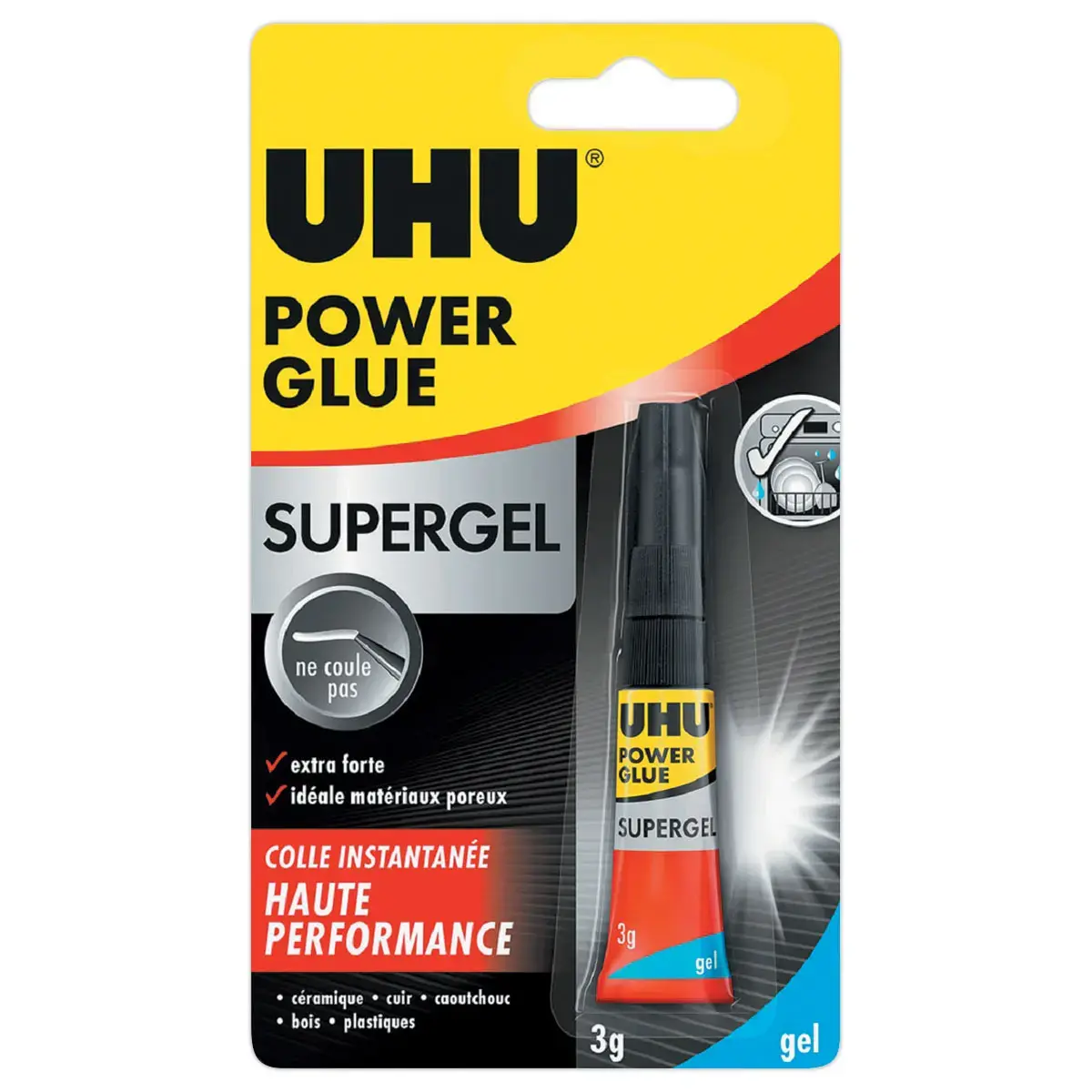 Colle cyanoacrylate gel super puissante UHU - 3g 