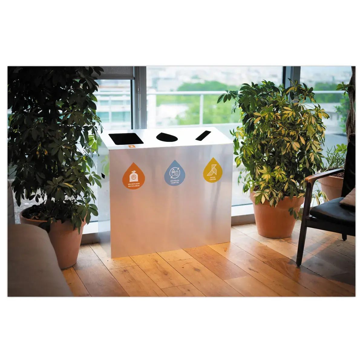 Poubelle 3 flux 60L 