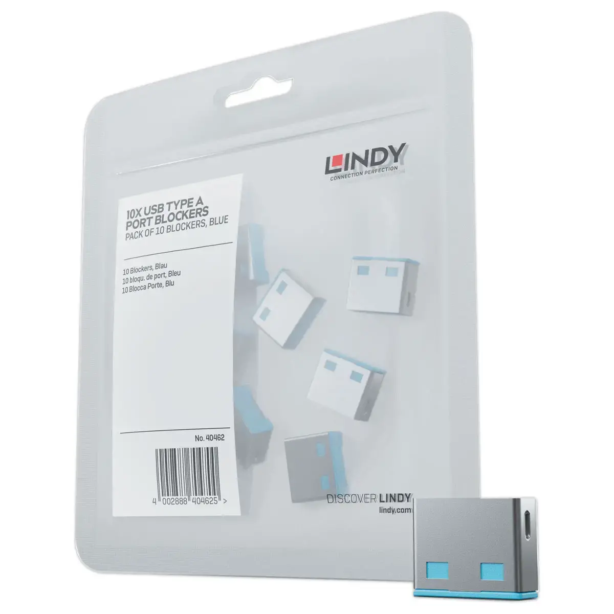 Bloqueurs de port USB Type A sans clé - Bleu - LINDY