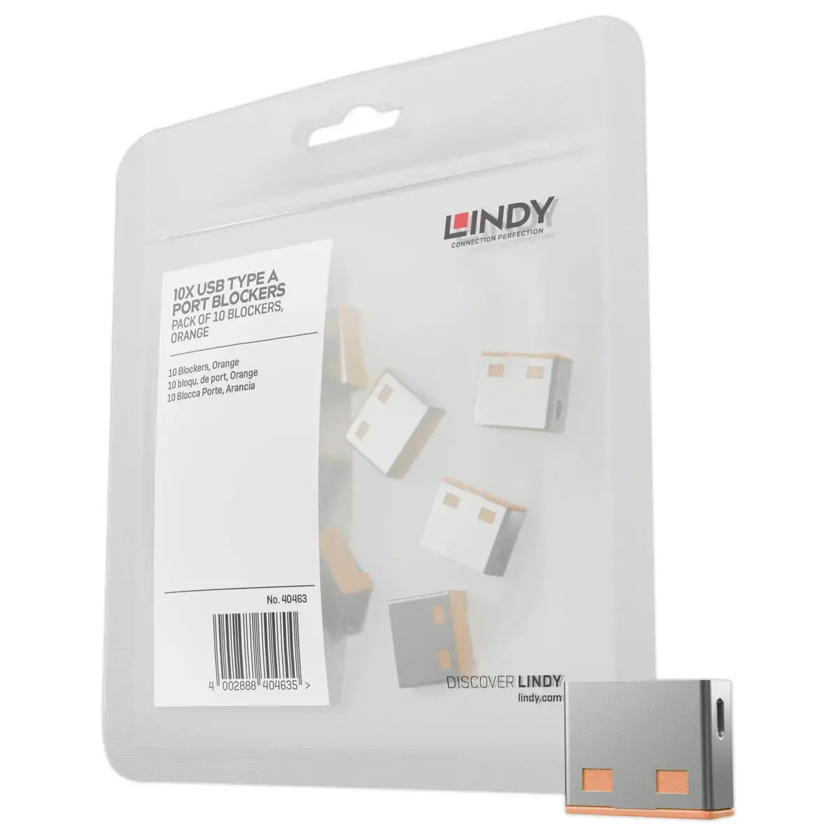 Bloqueurs de port USB Type A sans cl&eacute; - Orange - LINDY 