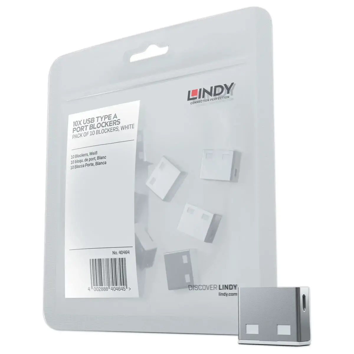 Bloqueurs de port USB Type A  sans cl&eacute; - Blanc - LINDY 
