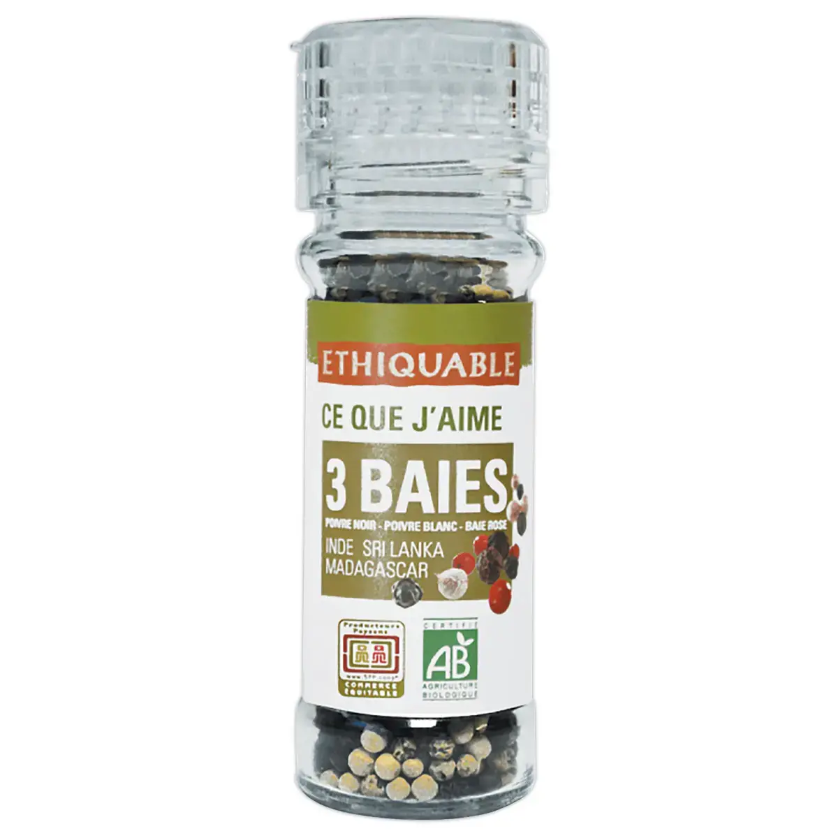 Poivre 3 baies bio 45g - Ethiquable 