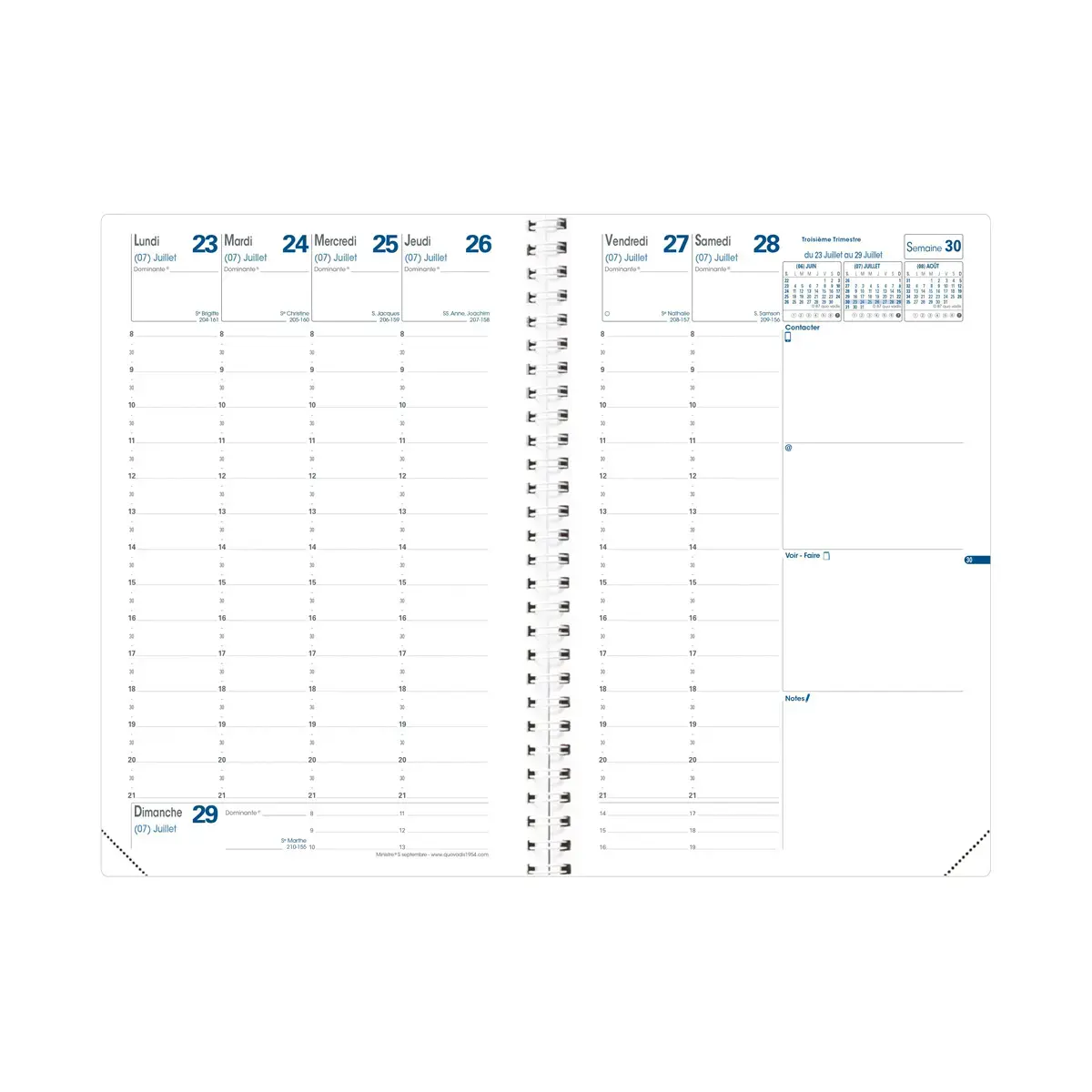 Agenda semainier QuoVadis Ministre S Bloom - 16x24cm - Rose