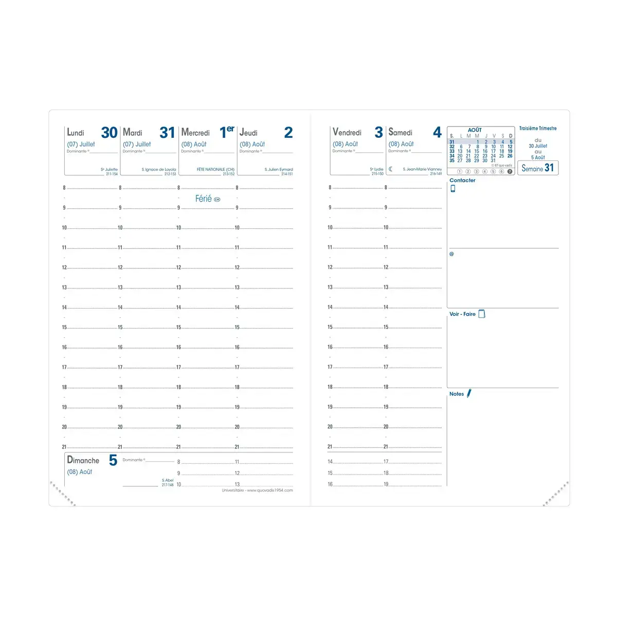 Agenda semainier QuoVadis Bloom - 10x15cm - Rose