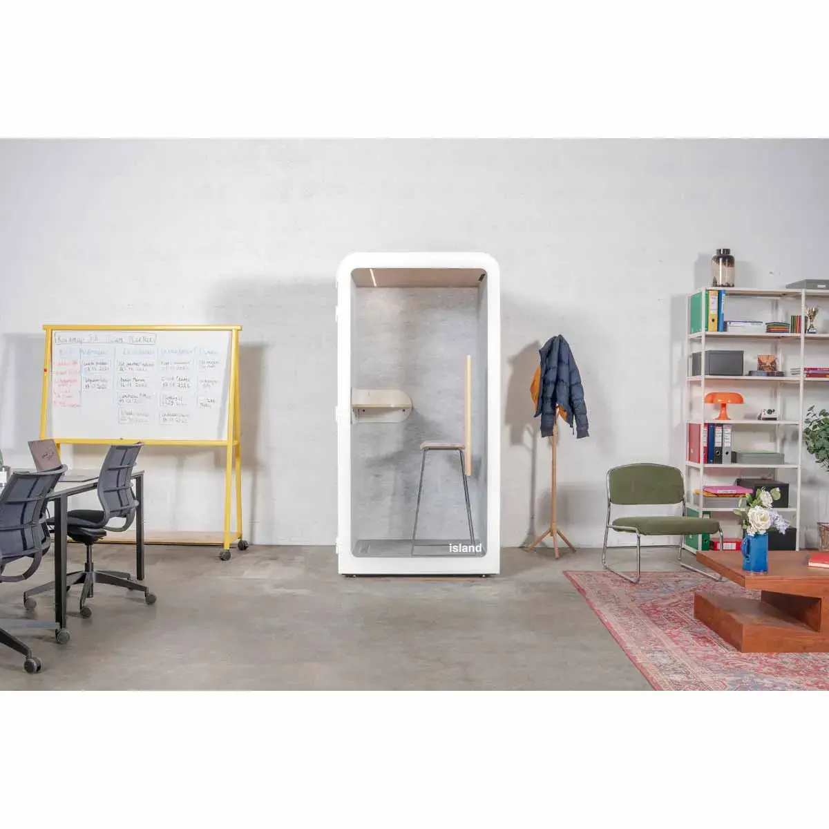 Cabine acoustique DESK - 1 place Banquette - Gris clair