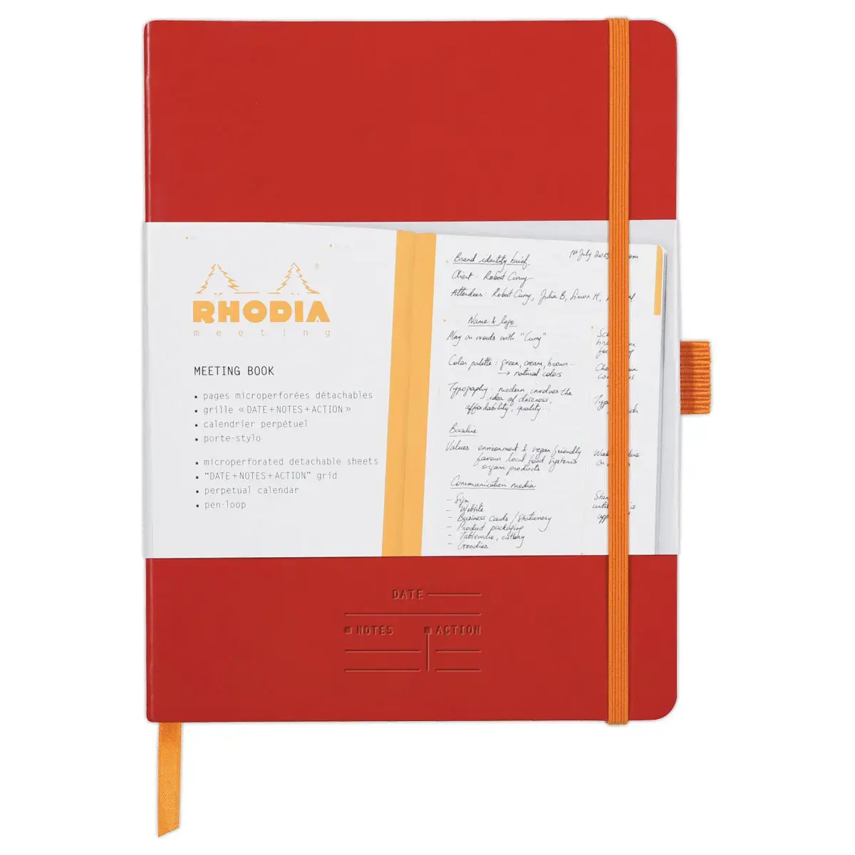 Carnet agenda perpetuel Meeting RHODIA16x21 cm Coquelicot