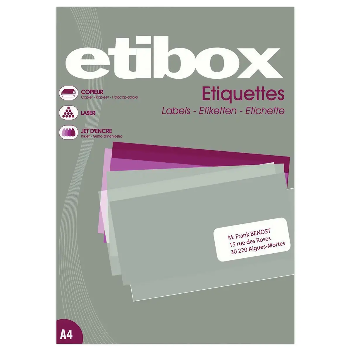 100 &Eacute;tiquettes MU ETIBOX coins carr&eacute;s 52,5x29,7 mm 4000 &eacute;tiq/bo&icirc;te 