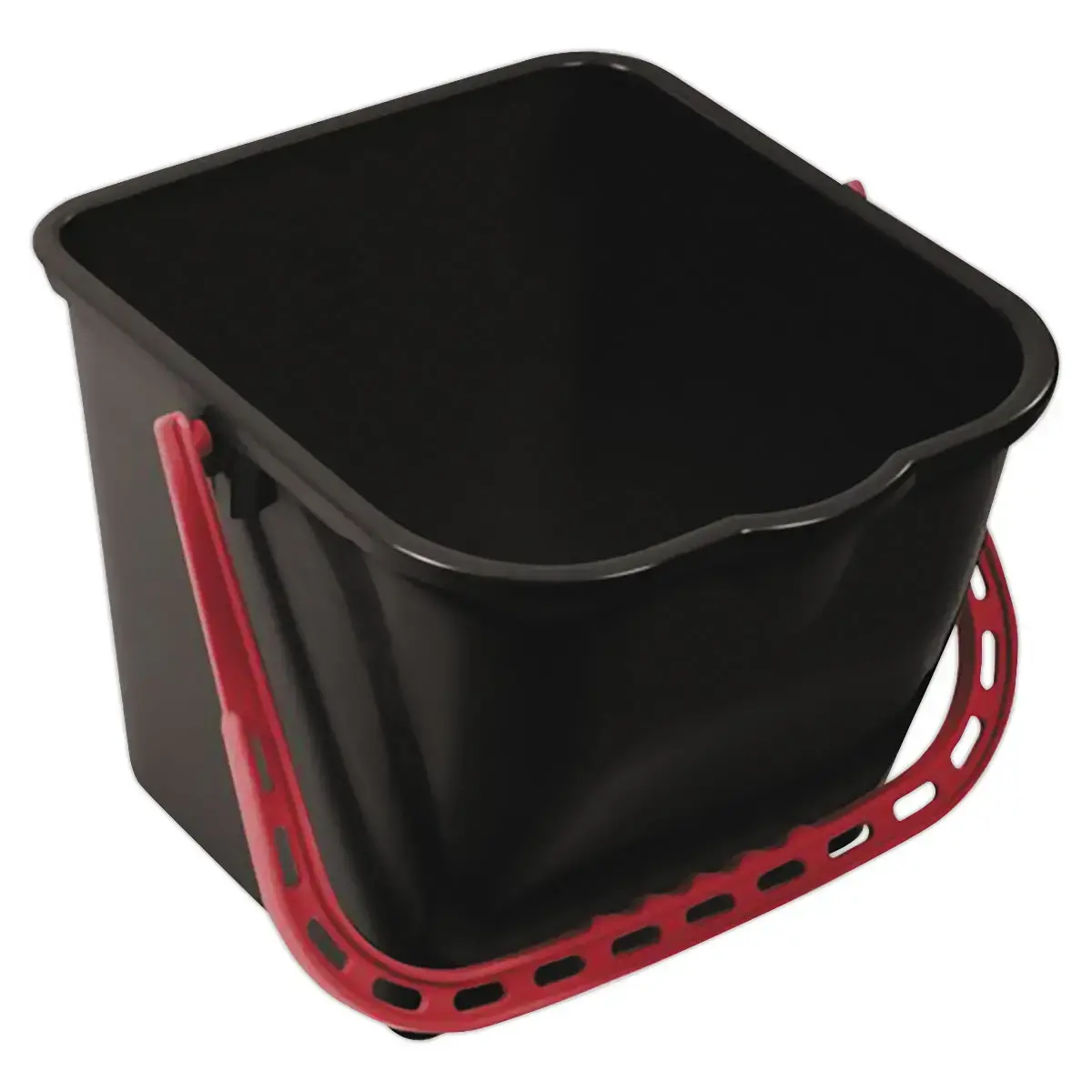 Seau 15 L noir avec anse rouge 