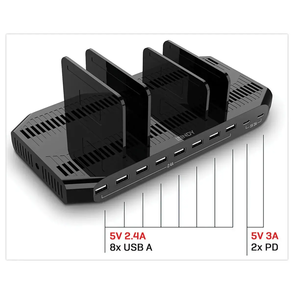 Station de Charge USB - 10 ports - 120W - LINDY 