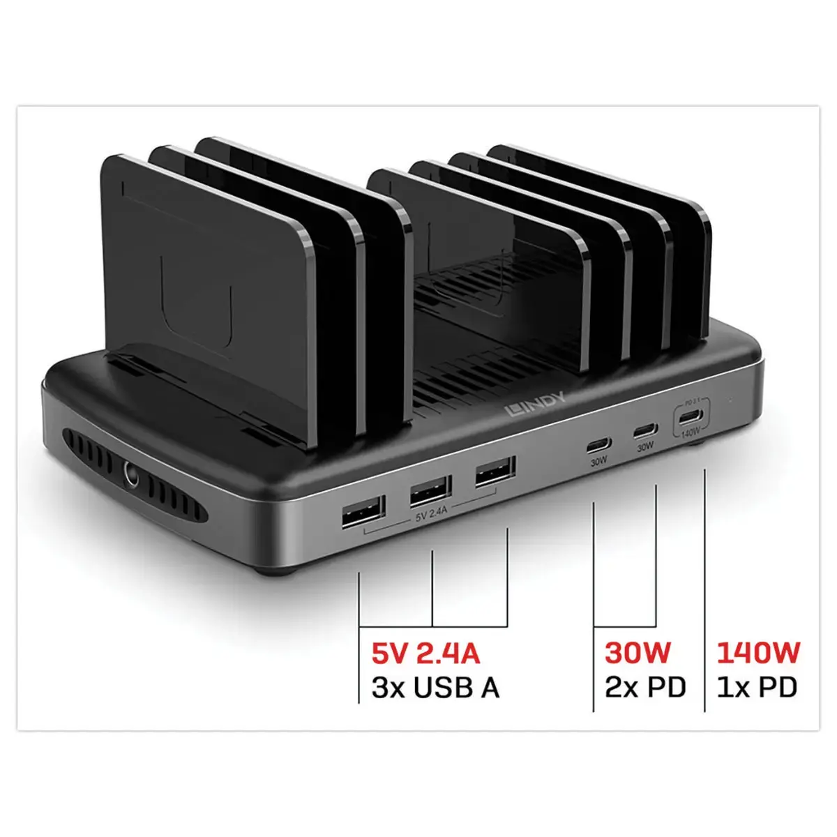 Station de Charge USB - 6 ports - 160W - LINDY