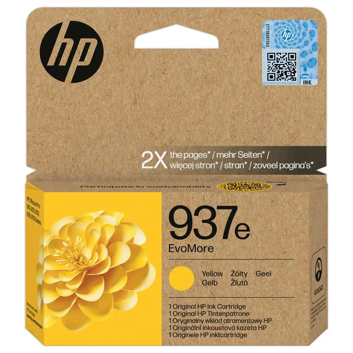 Cartouche Jet d'encre 937e EvoMore HP - Jaune 