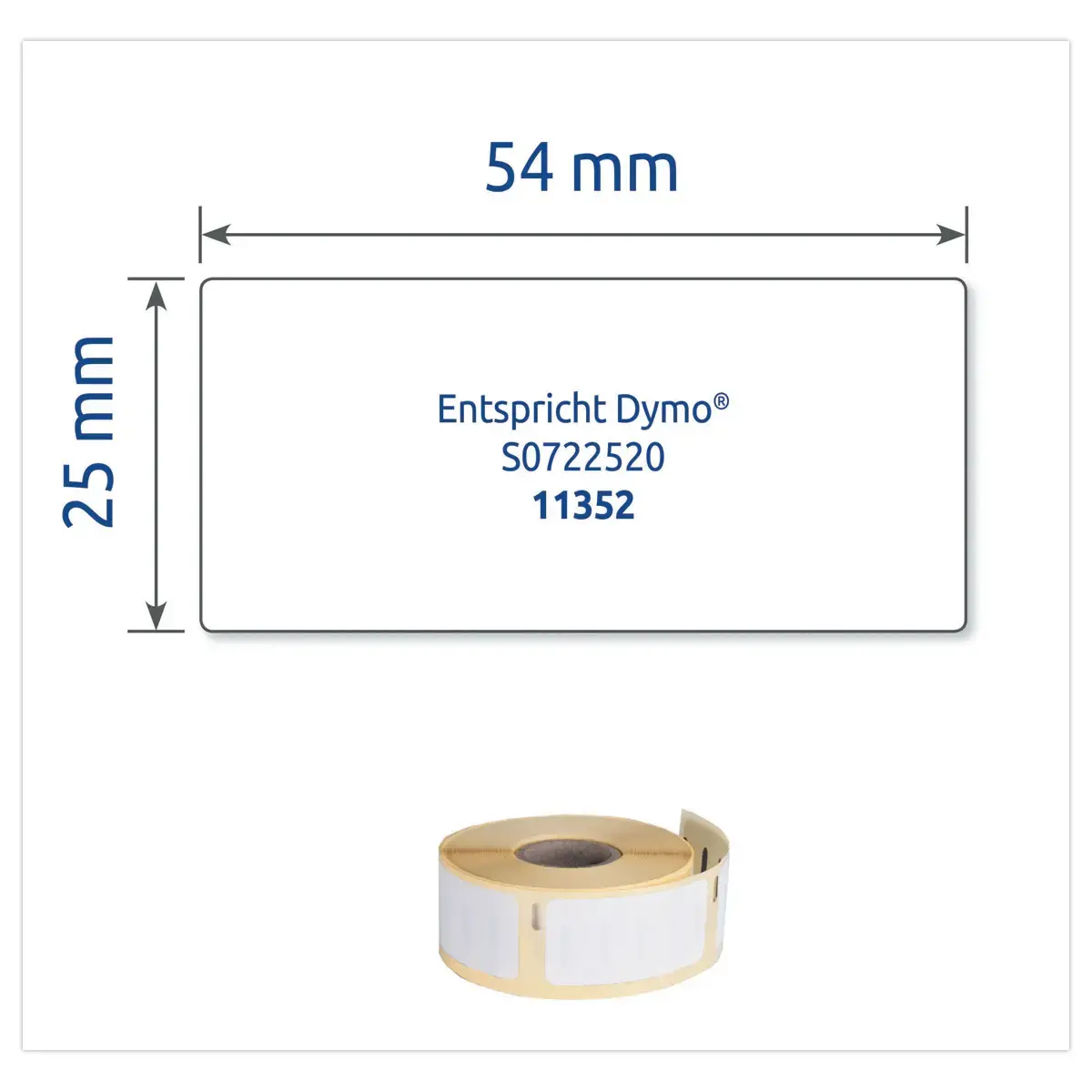 Rouleau de 500 étiquettes blanches 54x25 mm pour DYMO LW 450