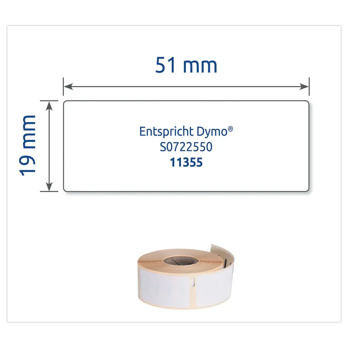 Rouleau de 500 &eacute;tiquettes blanches 51x19 mm pour DYMO LW 450 