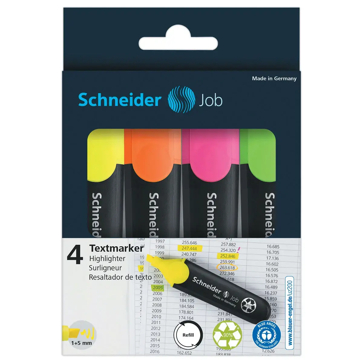 4 Surligneur Job assorti pochette 4 pièces