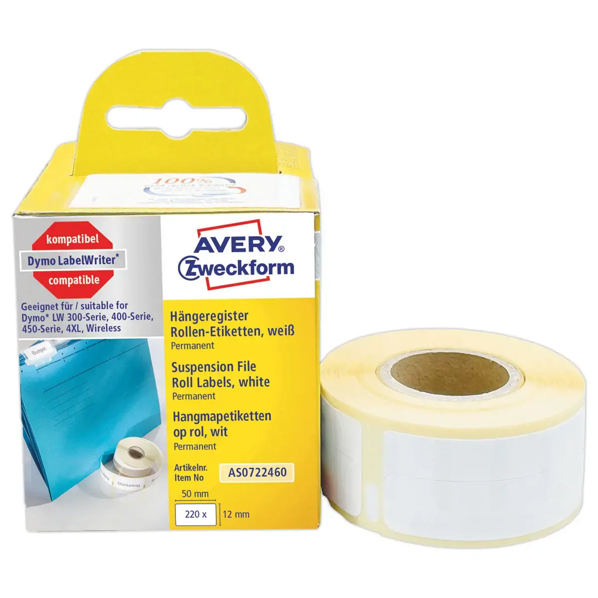 Rouleau de 110 étiquettes blanches 50x12 mm pour DYMO LW 450
