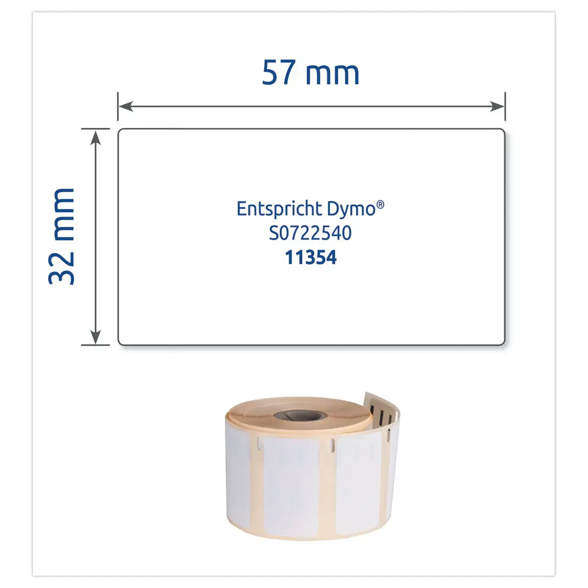Rouleau de 1000 étiquettes blanches 57x32 mm pour DYMO LW 450