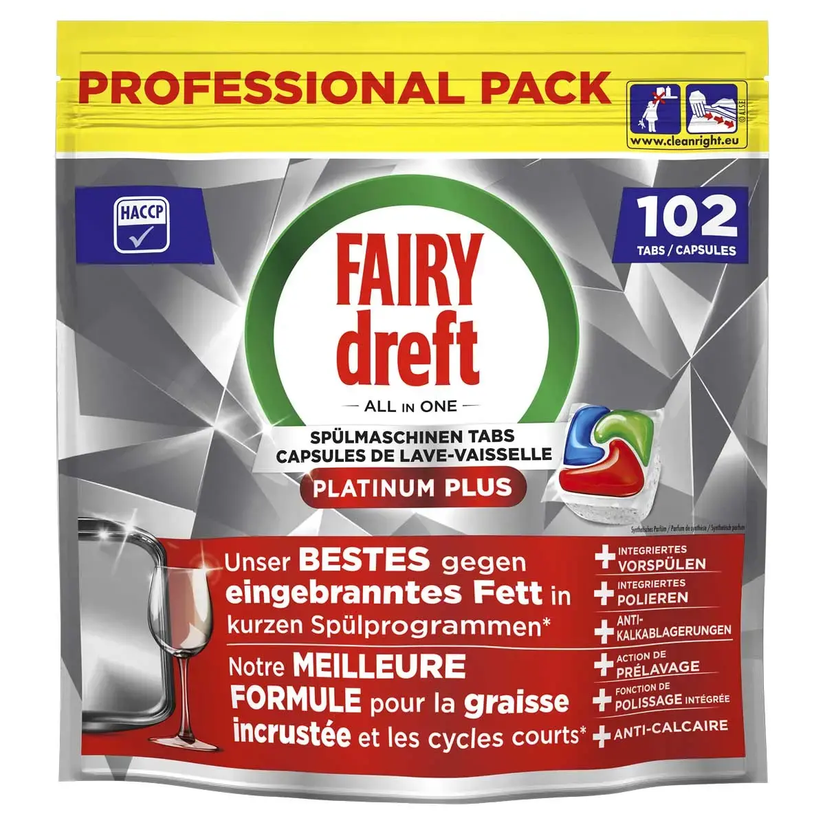 102 Capsules lave-vaisselle Fairy Platinium Plus 