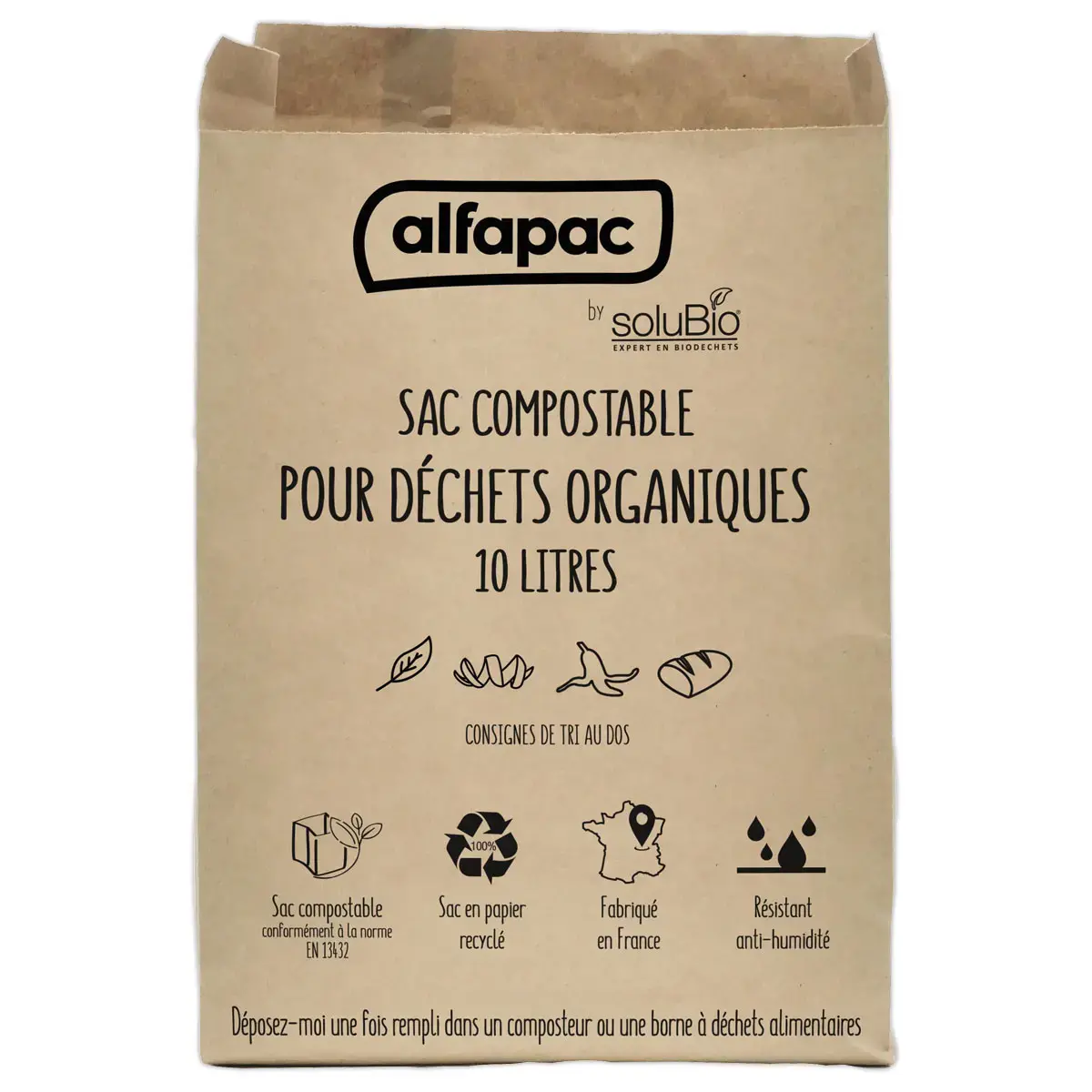 50 sacs papier kraft 10L à fond plat