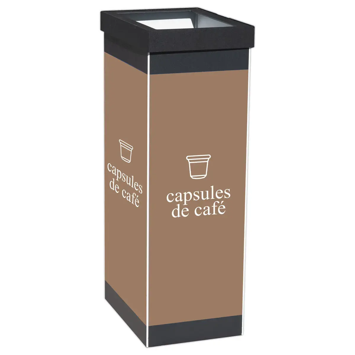 Corbeille de tri sélectif "Capsules" PAPERFLOW 60L noir/taupe