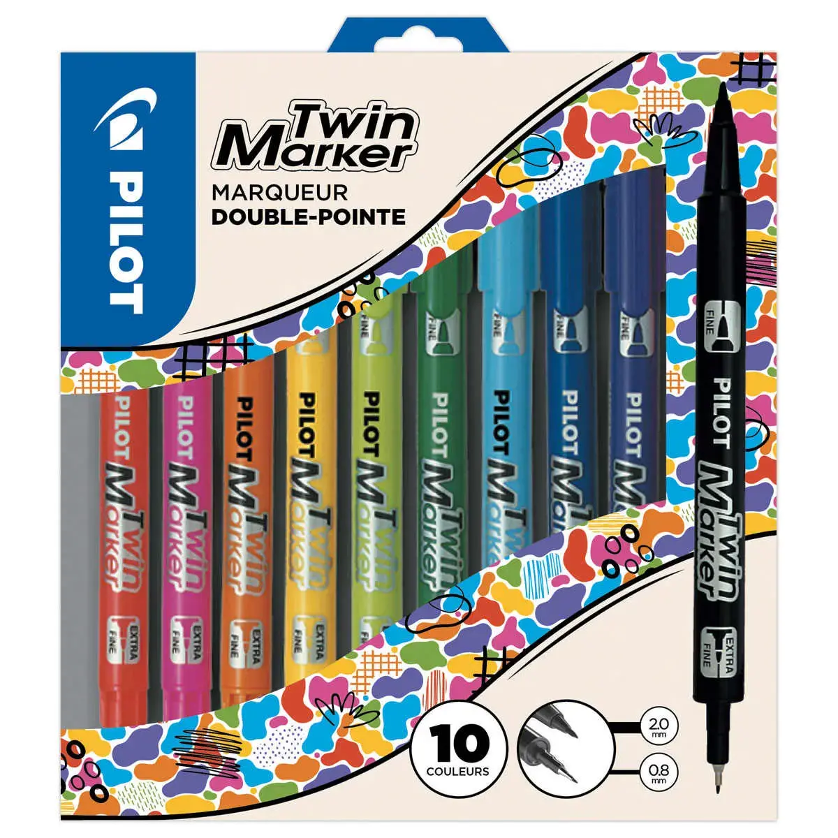 10 Double marqueur permanent BEGREEN PILOT - Pointe fine et extra fine 