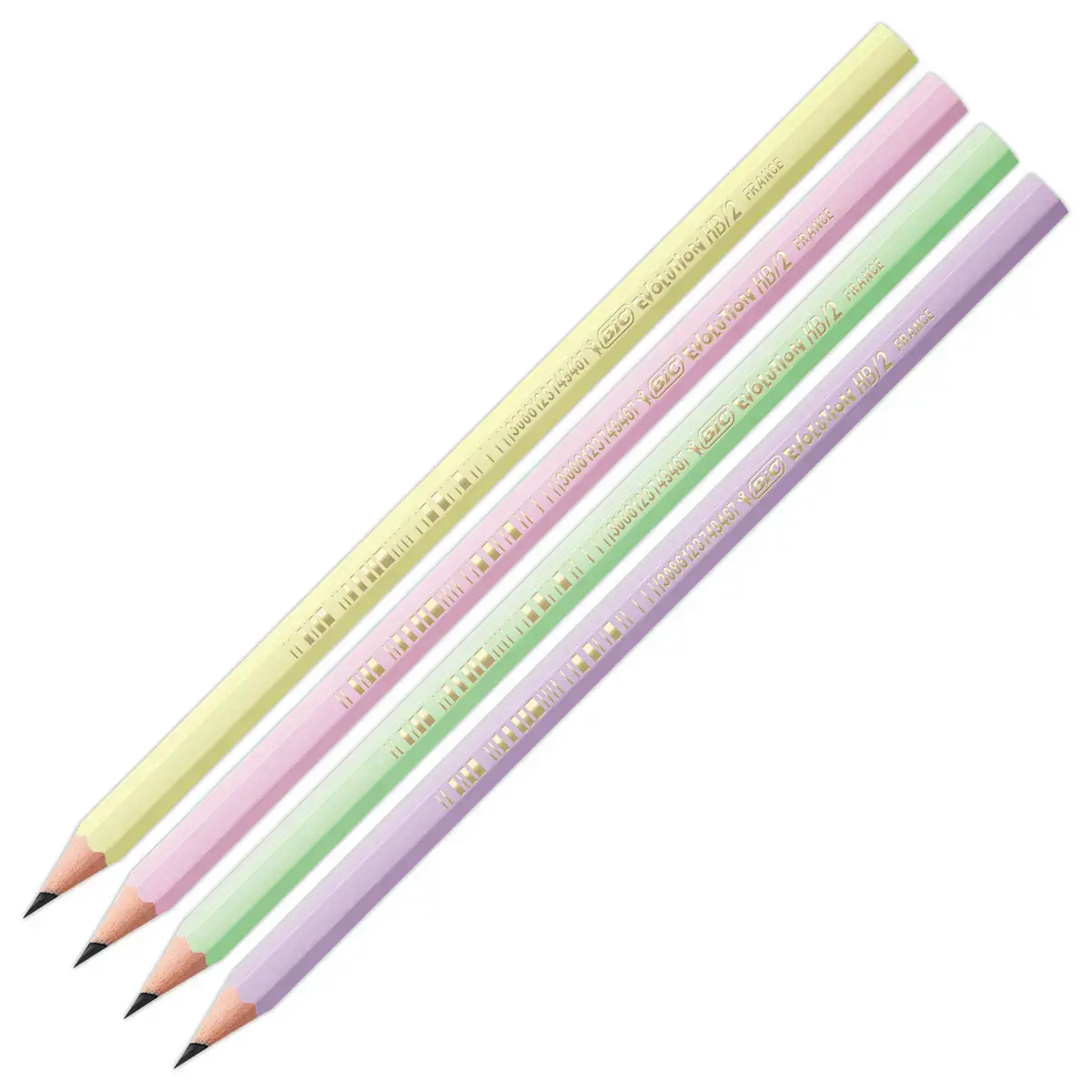 12 Crayons &agrave; papier pastel - T&ecirc;te coup&eacute;e - Mine HB - BIC 