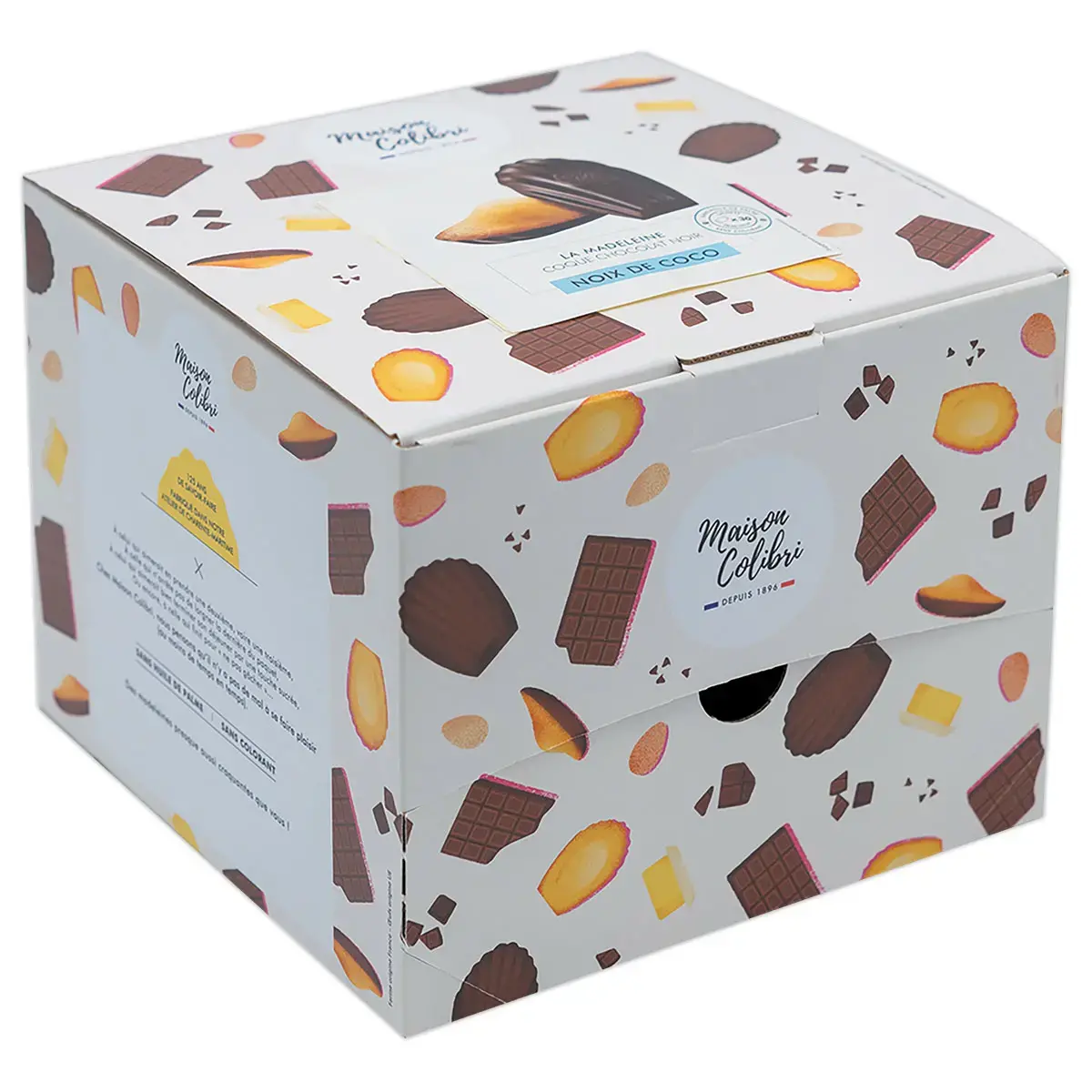 30 Madeleines noix de coco - Coque chocolat noir - Maison Colibri
