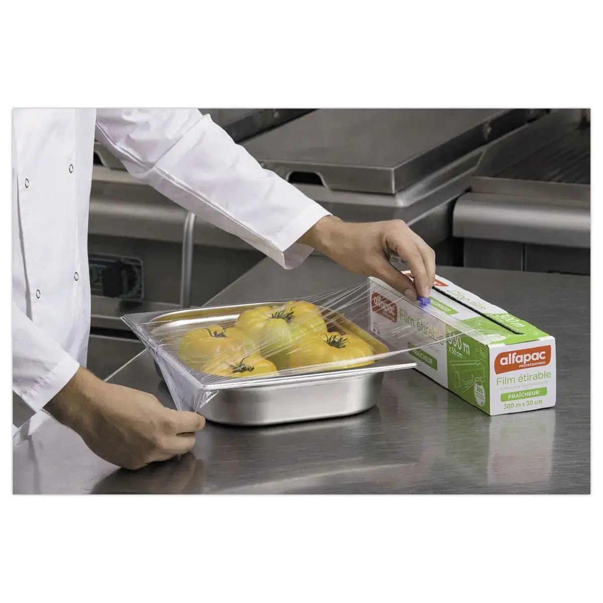 Film alimentaire étirable - 300 m x 30 cm - Boîte distributrice - ALFAPAC