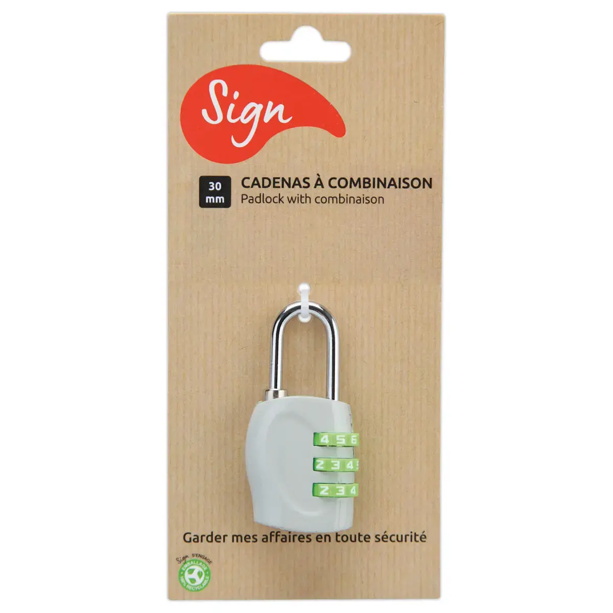 Cadenas à combinaison - Vert - Sign