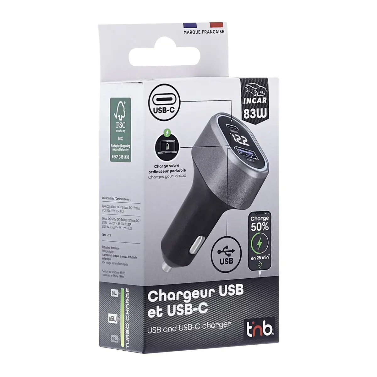 Chargeur allume cigares USB 