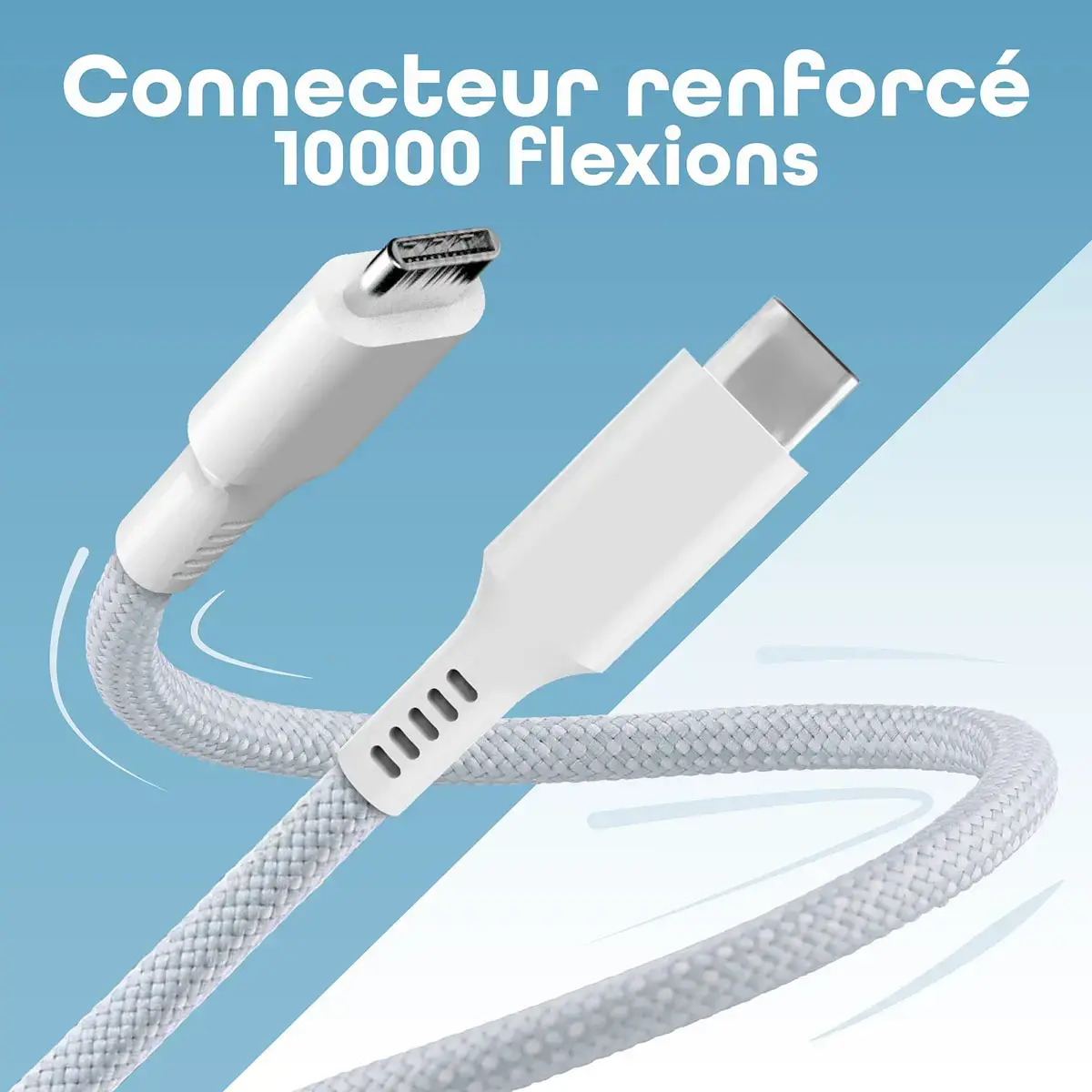 C&acirc;ble USB-C/USB-C magn&eacute;tique - Bleu et blanc - T'NB 