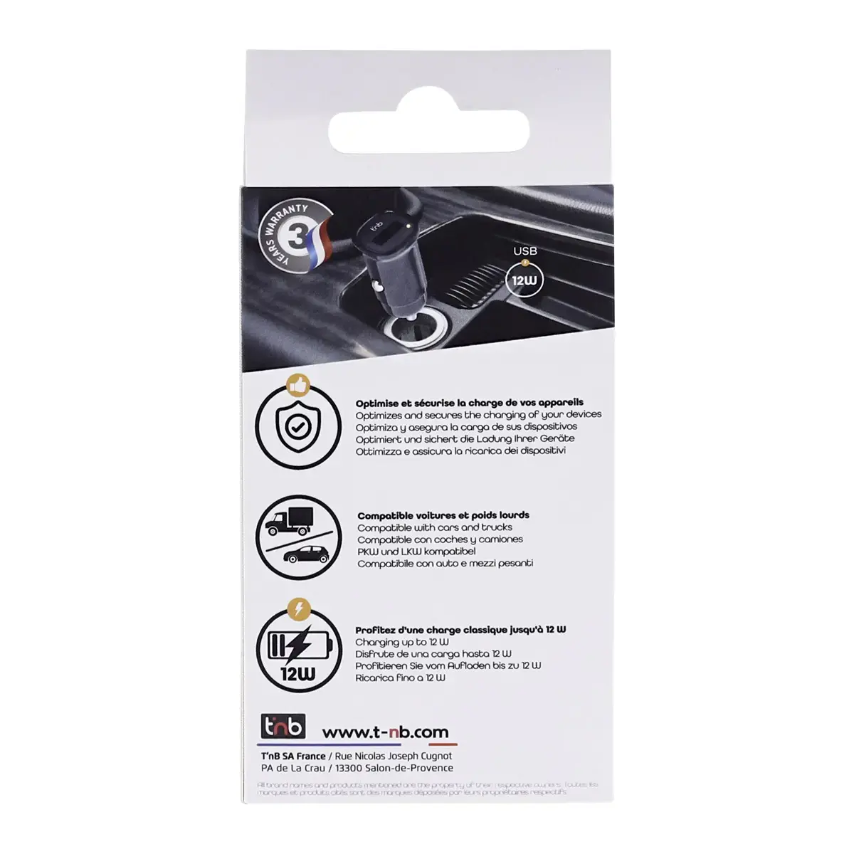 Chargeur allume-cigare 1 x USB-A