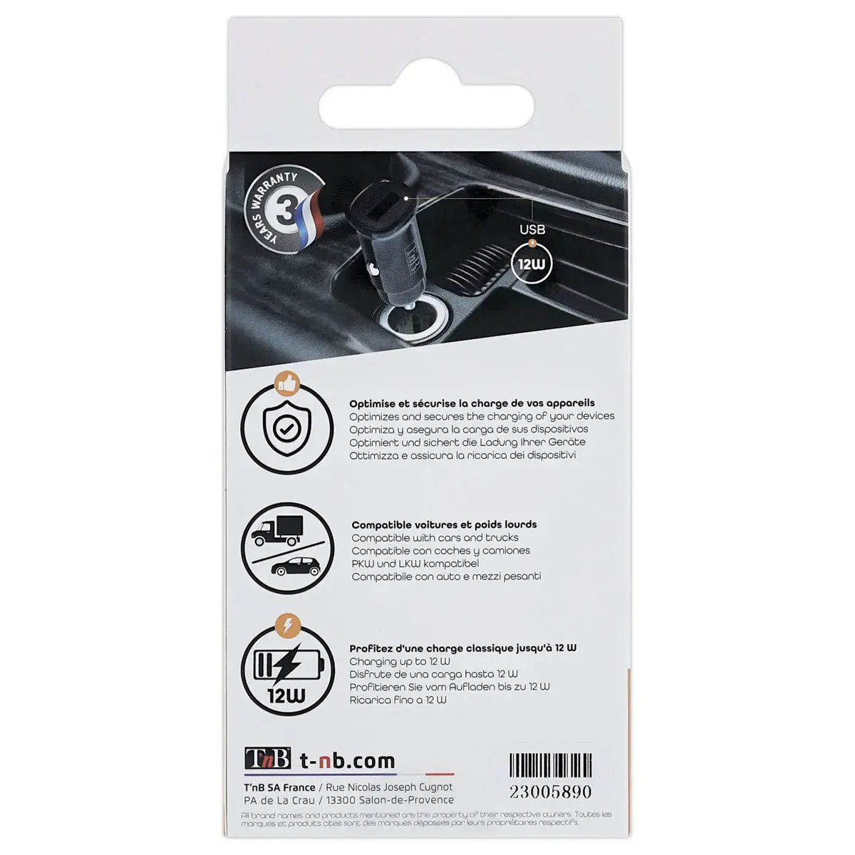 Chargeur allume-cigare 1 x USB-A
