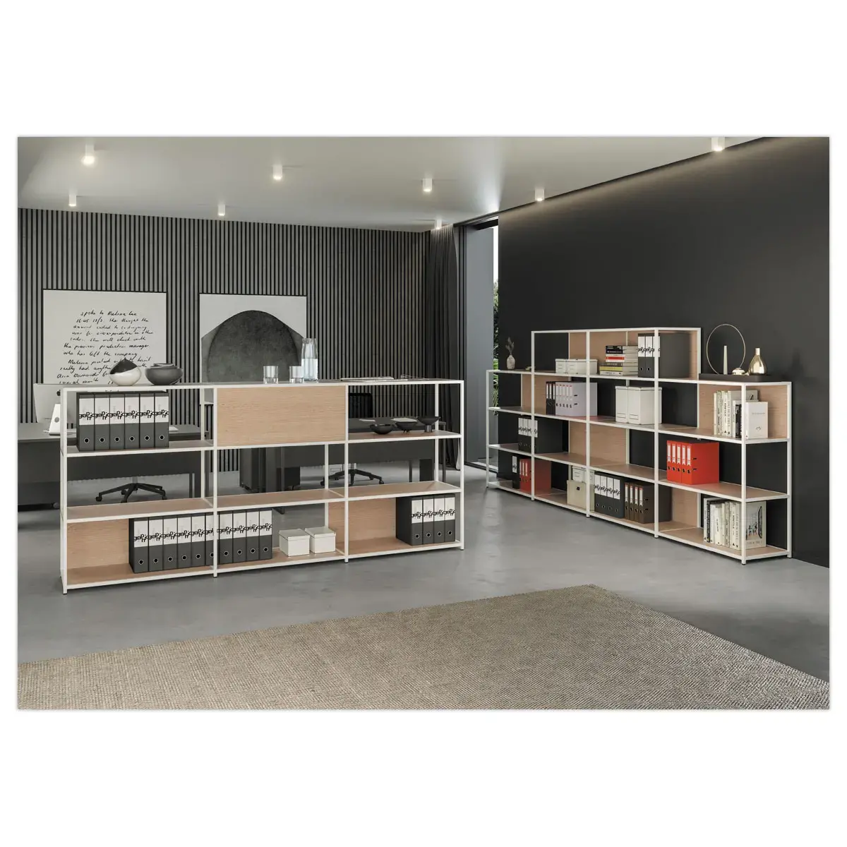 Biblioth&eacute;que filaire basse Blanc Ch&ecirc;nemont&eacute; 