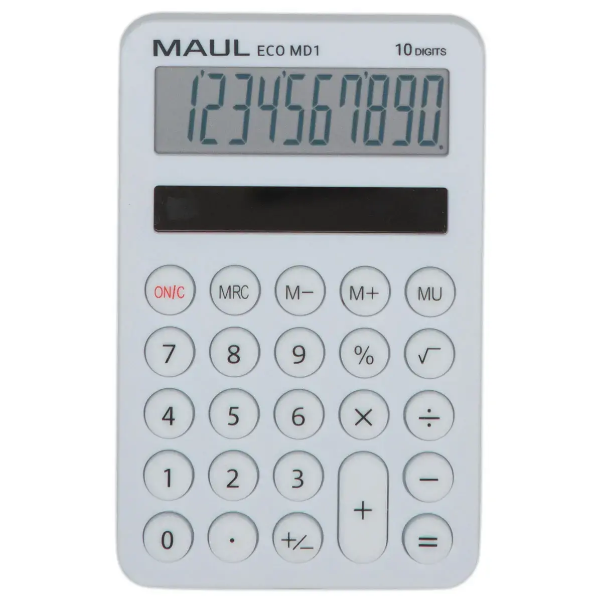 Calculatrice de poche ECO DESIGN MD1 - Solaire - 10 chiffres - Blanc - Maul