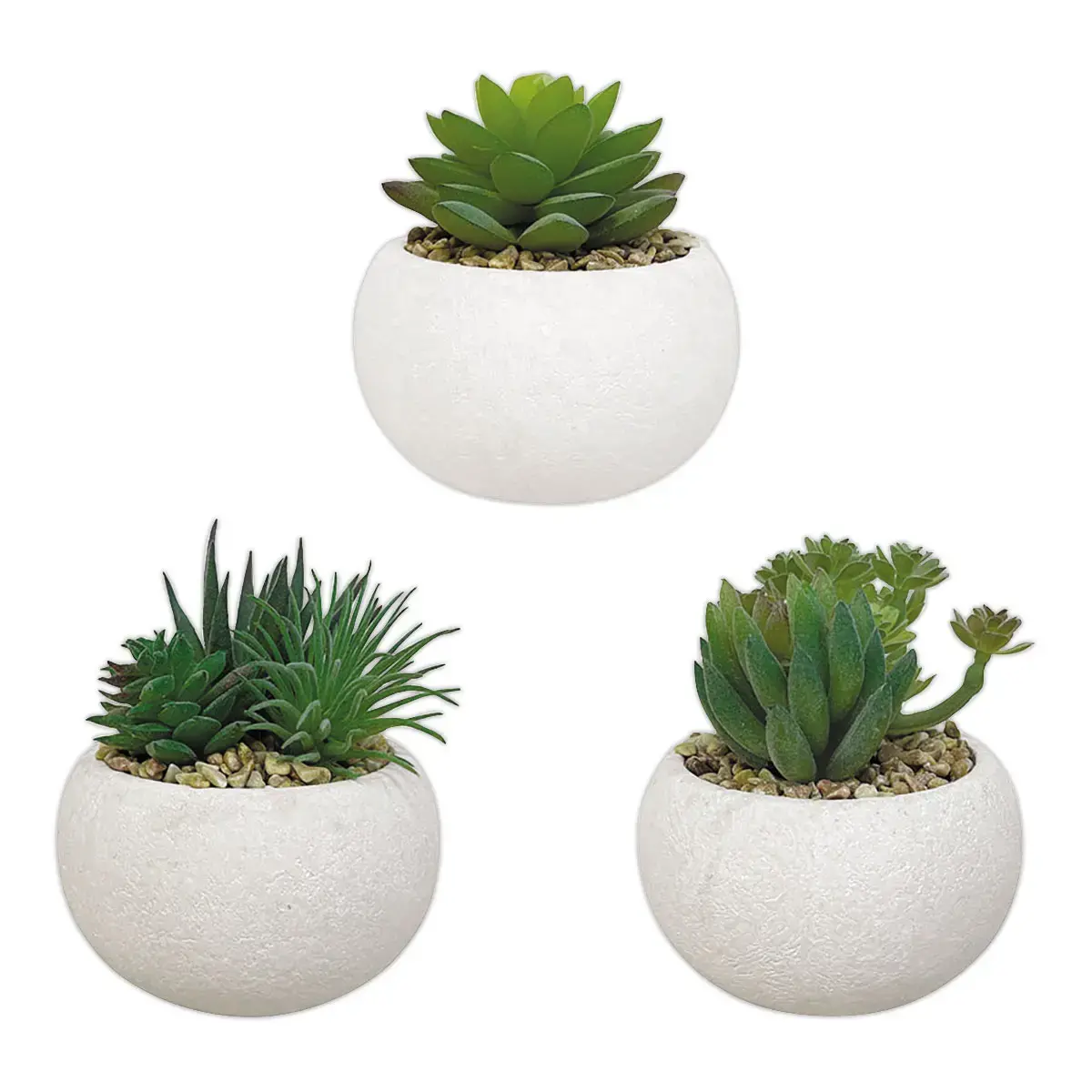 3 plantes succulentes artificielles 