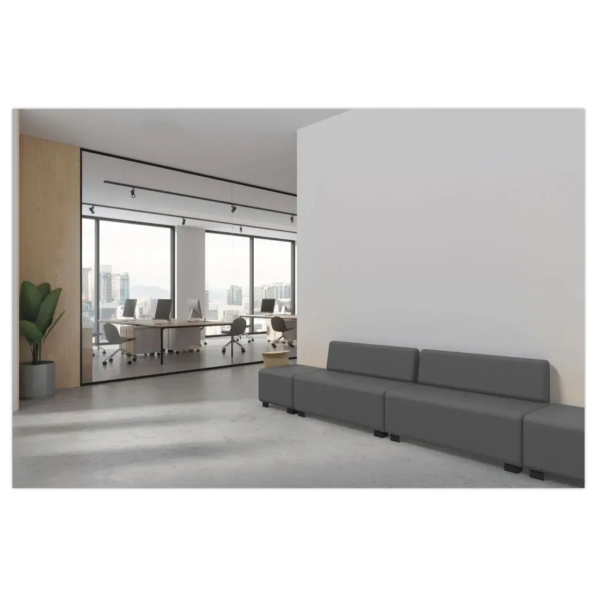 Pouf 1 place Hizia gris monté