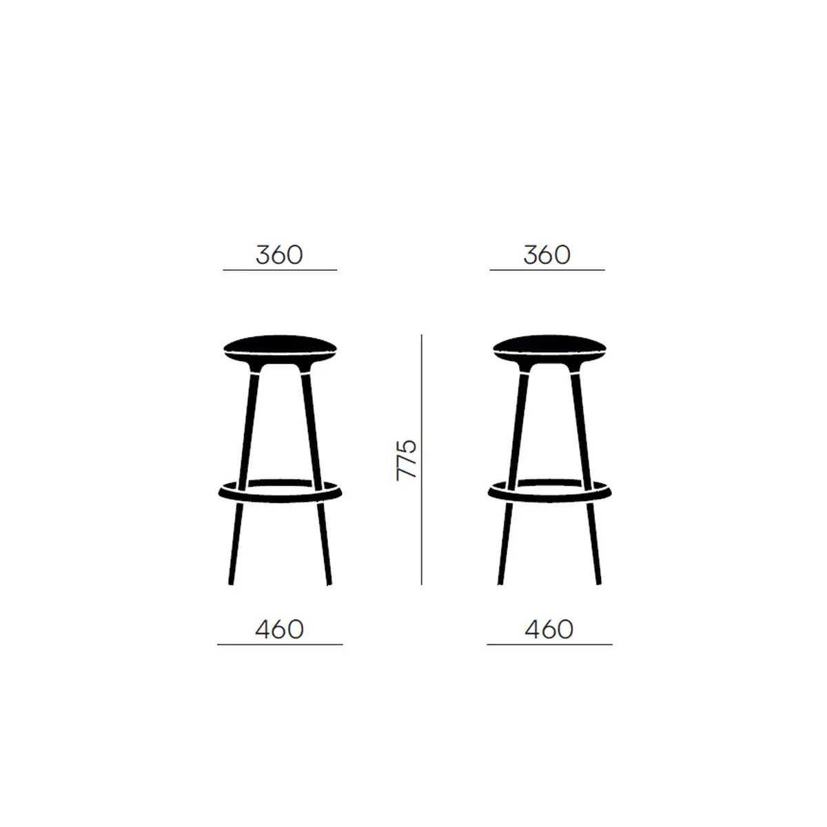 Tabouret haut tissu gris