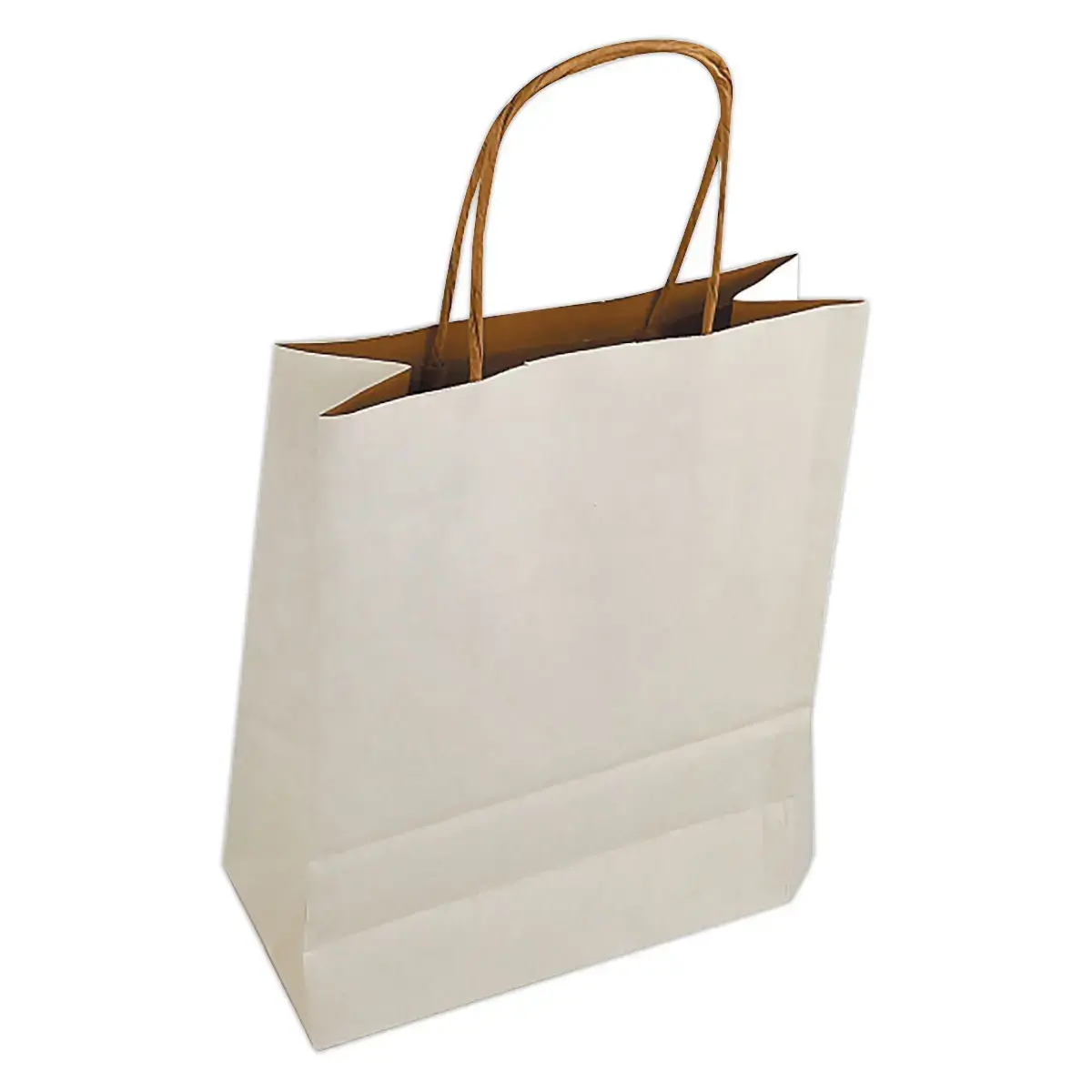 25 Sac kraft poign&eacute;es torsad&eacute;es L 22 x P10 x H 33 cm -  Blanc 