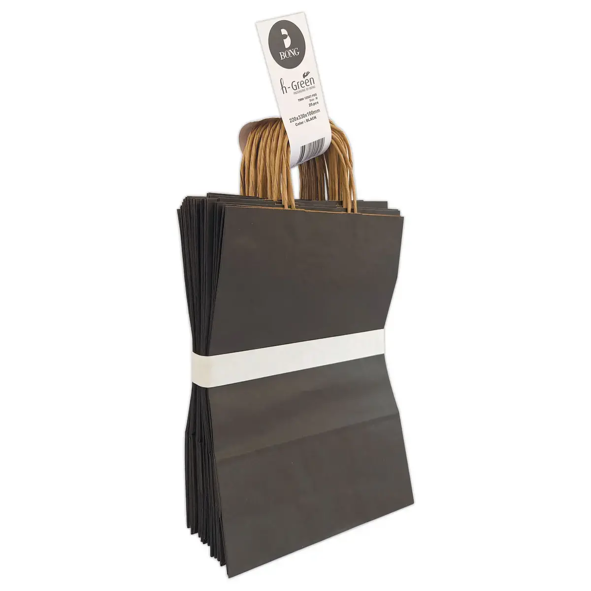 25 Sac kraft poign&eacute;es torsad&eacute;es grand format L 32 x P15 x H42 cm -Naturel 