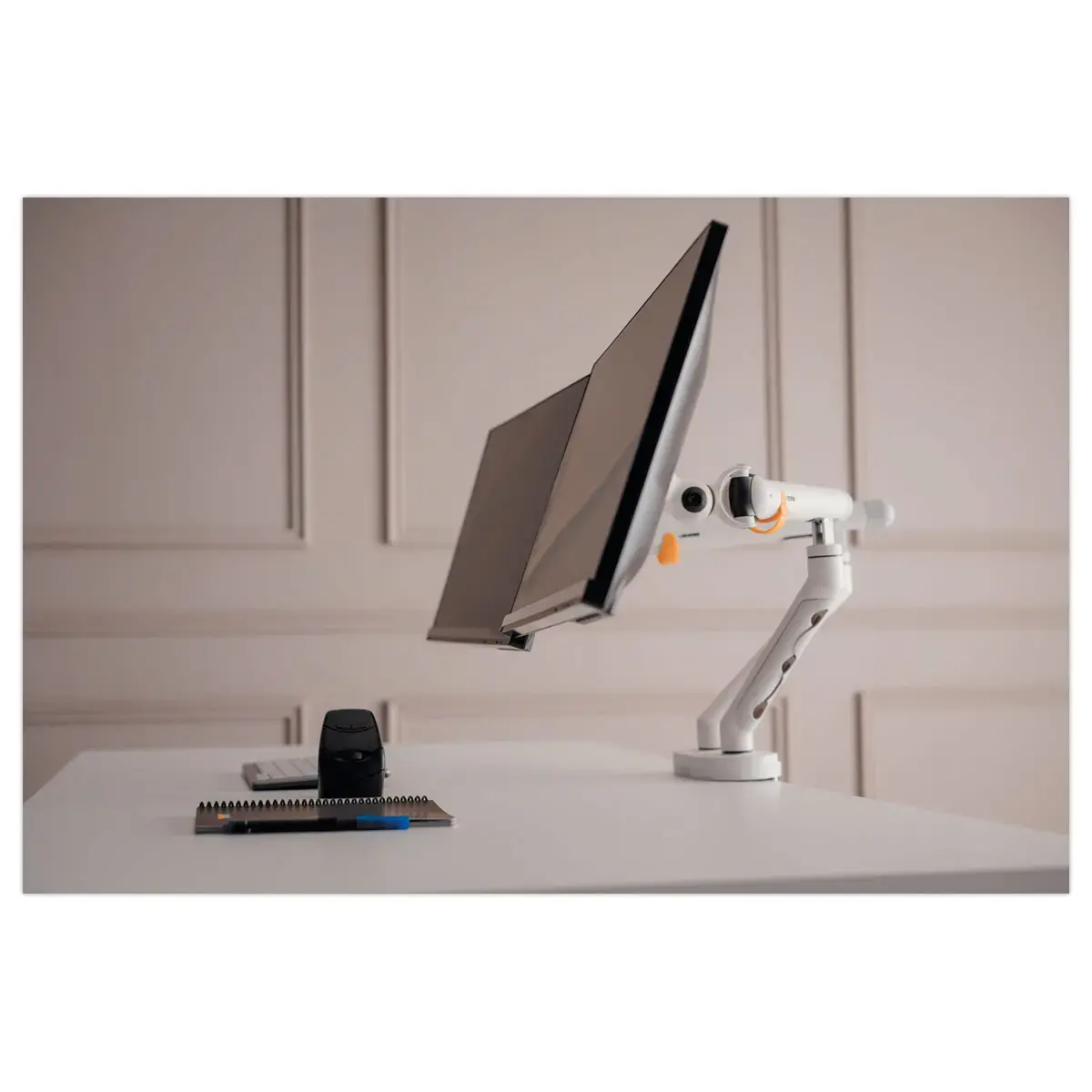 Bras porte-&eacute;crans double BE Flexible Dual blanc - Bakker 