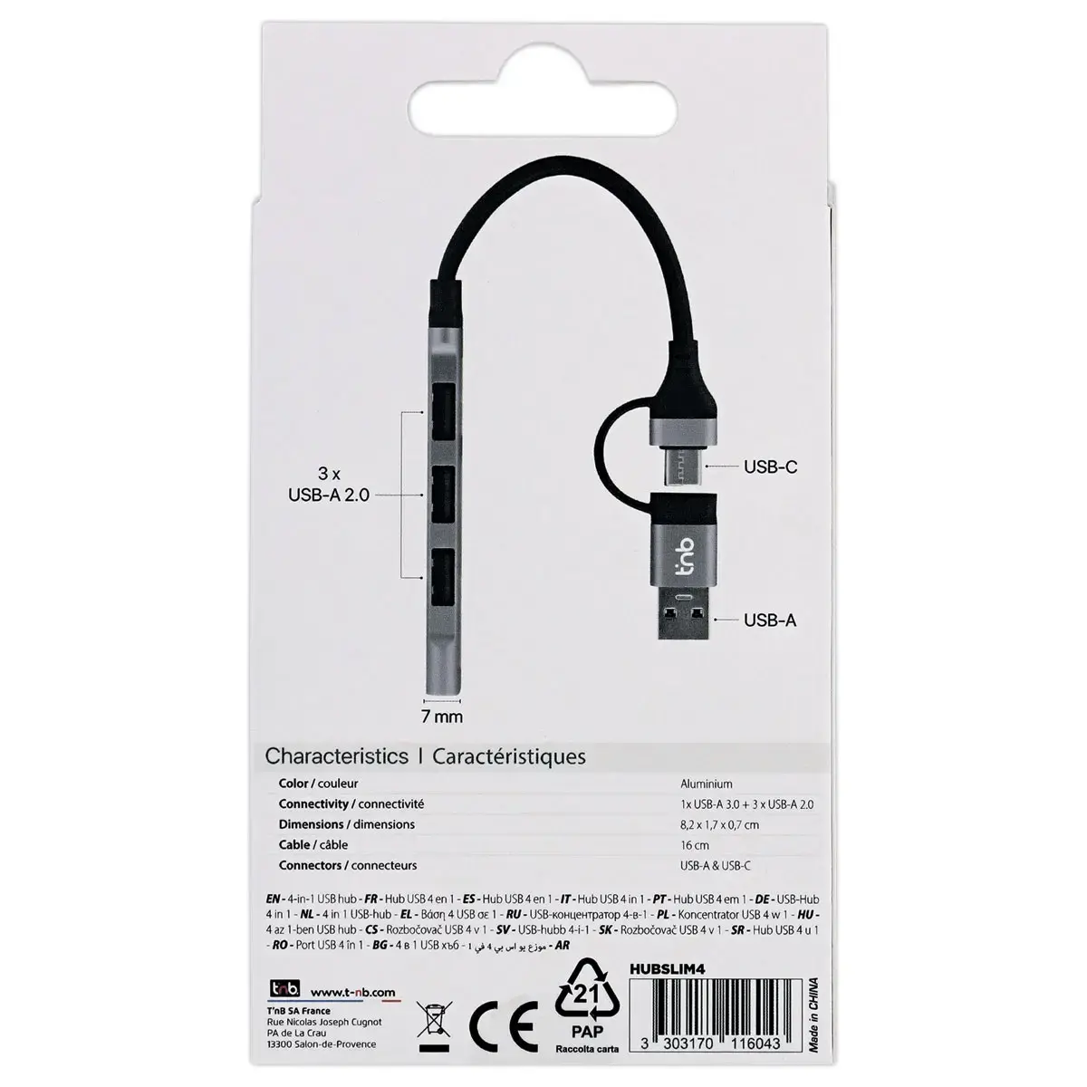 Hub USB-A et USB-C vers 4 ports USB-A – T’nB