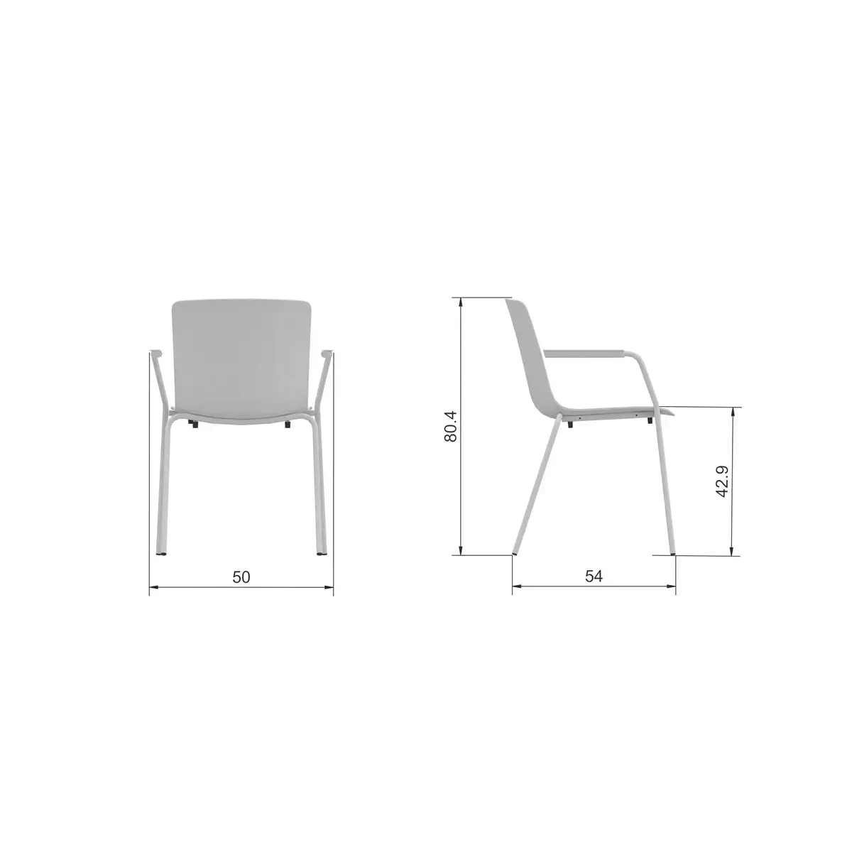2 fauteuil 4 pieds acot polypropylene blanc