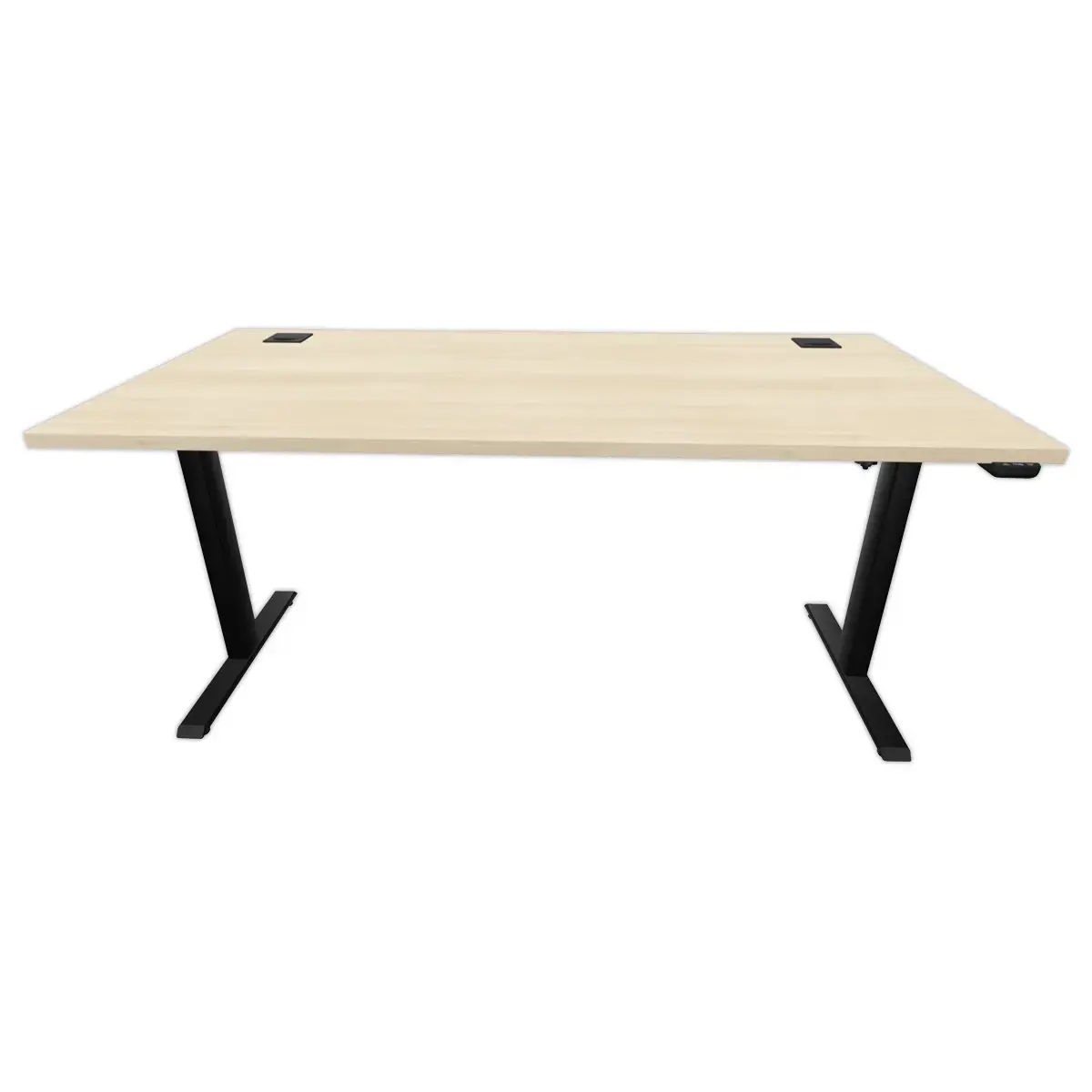 Bureau électrique Eco – 160 x 80 cm – Plateau acacia et pieds blancs – Livré monté